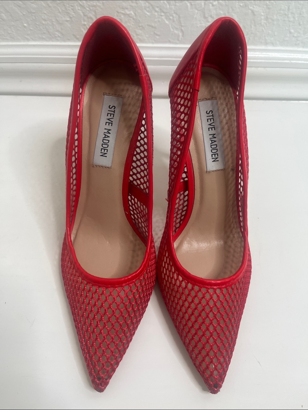 Steve Madden Red Mesh Stiletto Pumps Sz 8.5 - Picture 3 of 5